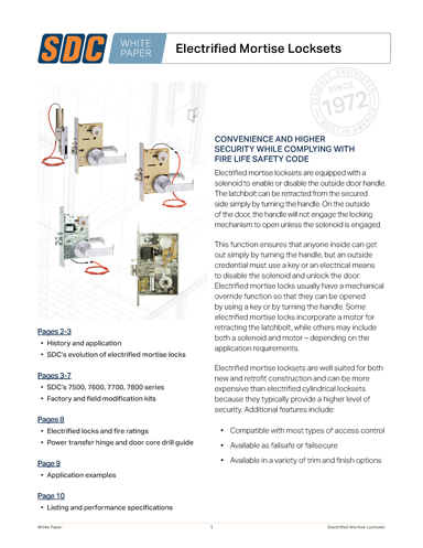 Electrified Mortise Locksets white paper, page 1